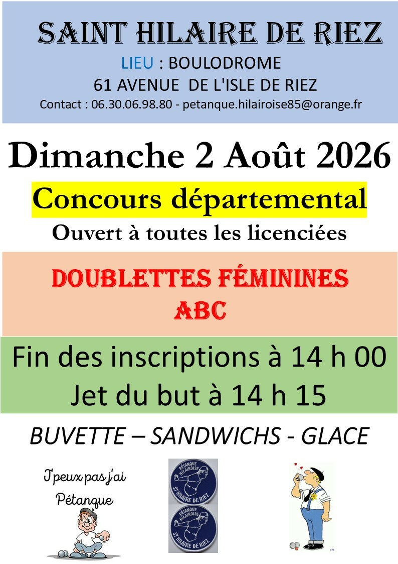 2026 08 02 Concours doublettes féminines à St Hilaire