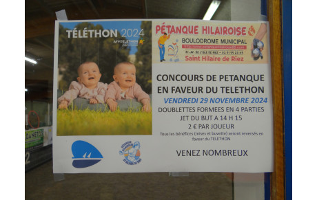 Téléthon 2024 organiser par la pétanque hilairoise
